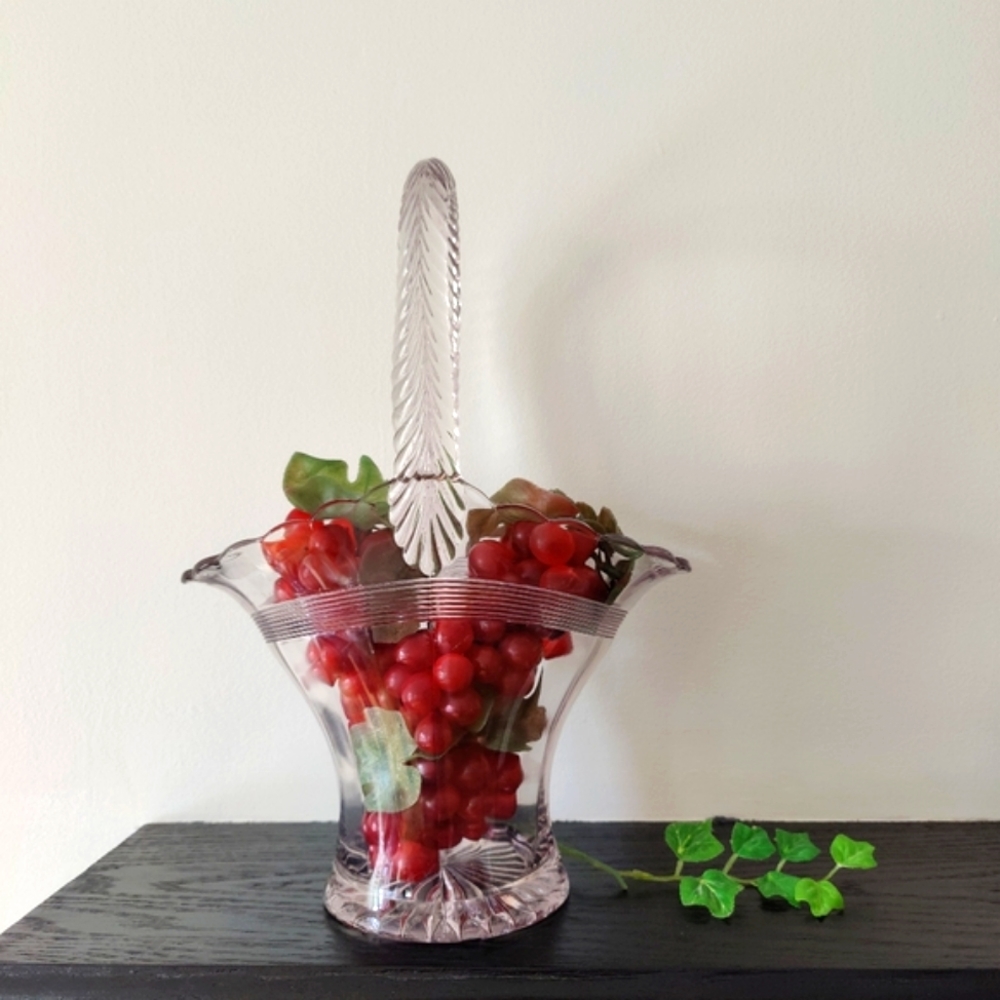 Large Vintage Glass Bridal Basket